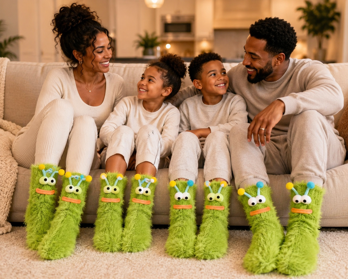 Fluffy Monster Plush Socks – Big Eye Cute Fuzzy Socks
