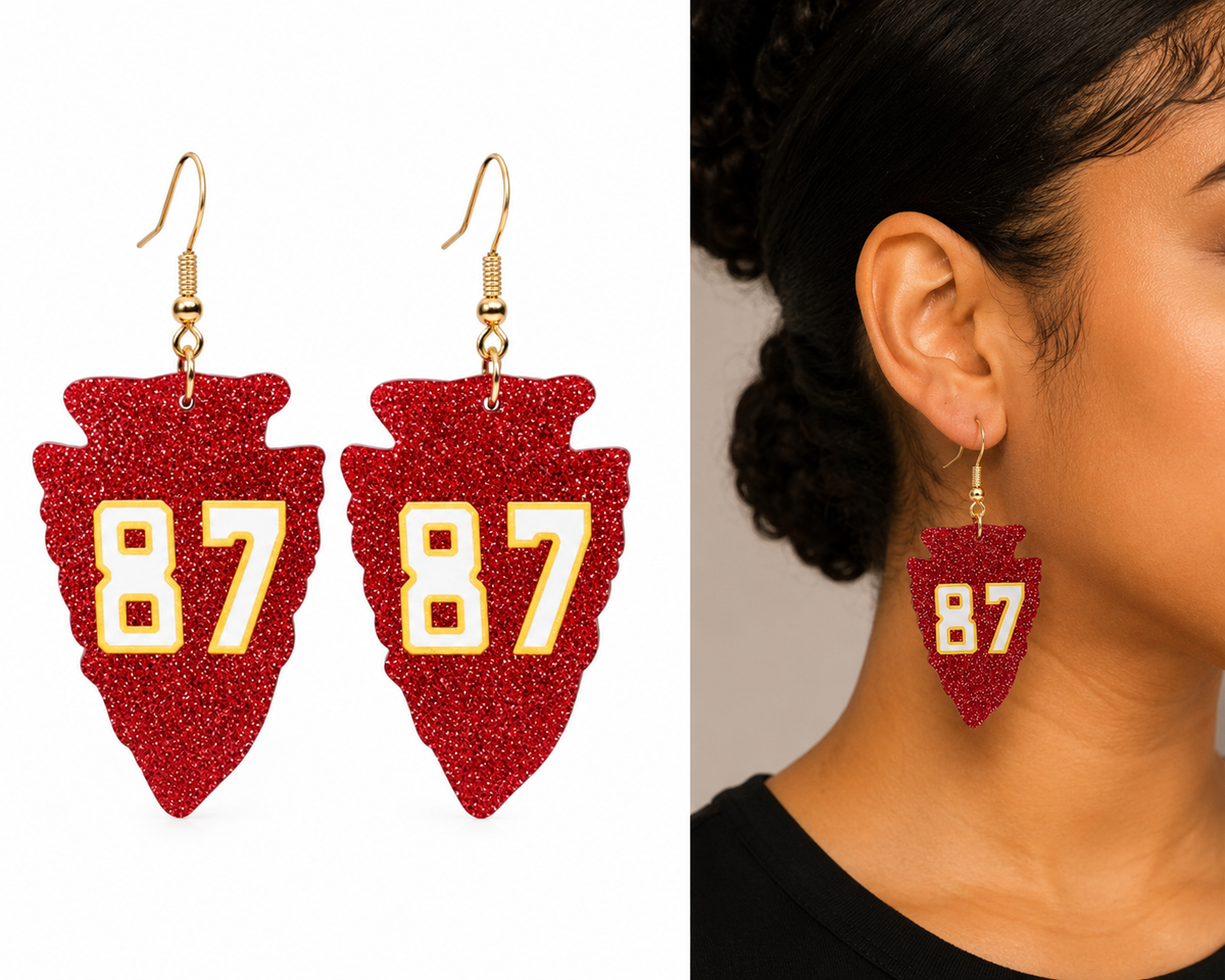 Chiefs #87 Arrowhead Glitter Earrings
