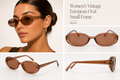 Women's Vintage European Oval Small Frame Sunglasses in Brown