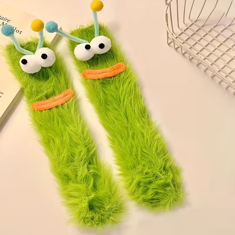 Fluffy Monster Plush Socks – Big Eye Cute Fuzzy Socks